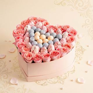 Chocolates and Roses Heart Gift Hamper