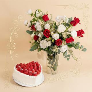 Romantic Cake and Roses Gift Bundle